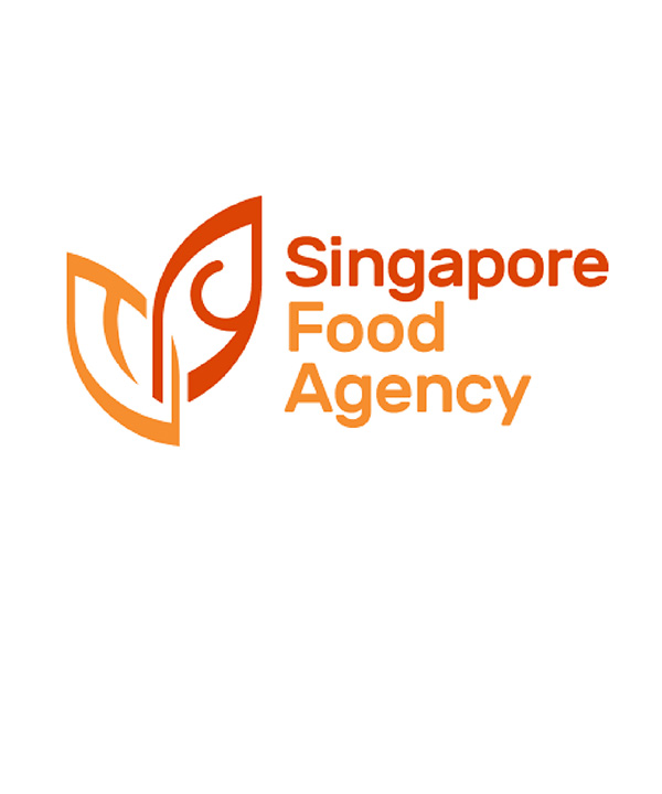 Orange leaf icon with text, Singapore Food Agency.